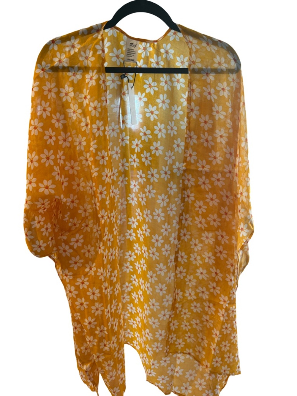 Raj Yellow Floral Sheer Swim Coverup